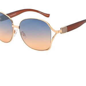Piranha Eyewear Coco Gold Oversize Sunglasses with Blue and Peach Gradient Lens